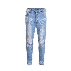 Mode- Heren Ripped Skinny Jeans Merk Designer Verontruste Rechte Slim Fit Elastische Denim Biker Jeans Zijrits Broek Stijlvolle Jeans