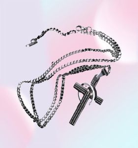 Modeheren zilveren Bijbelring Kruis hang ketting hiphop sieraden roestvrijstalen link ketting punk zwarte kettingen voor mannen cadeau6057801