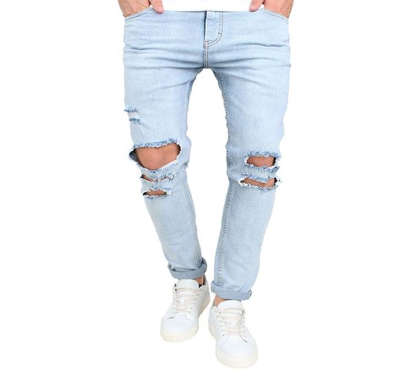 Fashion Mens Skinny Jeans Ripped Slip Fit Stretch Denim Destred Jeans Boys Boys Broidered Patterns Crayer Pants J1806092643144