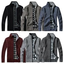 Fashion-Mens Soft Wainen Knit Zip Up Entonnle Neck Veste Veste Cardigan Jumper Pull