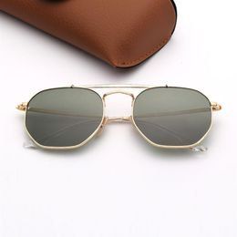 Moda Mens Óculos De Sol Dupla Couro Hexagonal Sol Com Eyeware Mulher Lunettes Quadro Rosa Espelho Lentes Caso Gold De Soleil Glas276y