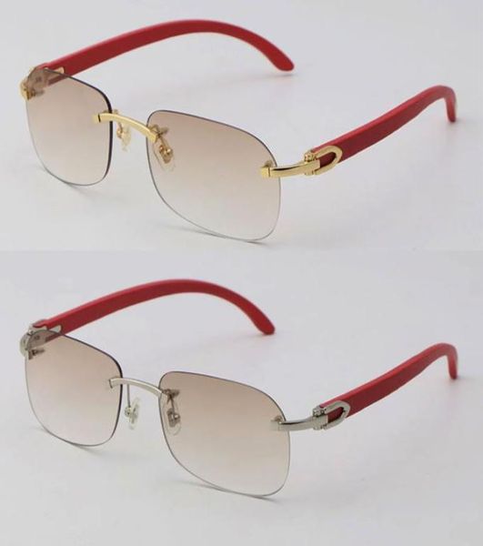 Fashion Mens T8100624 Lunettes de soleil en bois rouge Rivless Outdoor Design classique Modèles Modèles Driving Man Woman Eyeglass 18K Gold F8560394