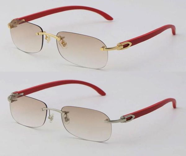 Fashion Mens T8100624 Lunettes de soleil en bois rouge Rivless Outdoor Design Classical Modèles Généraire Drive Man Femme Eyeglasse 18K Gold F7895314