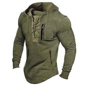 Fashion Mens Tactical Sweat à capuche Tactical Military Hooded Sweat Outdoor Pullover Vintage Automn Wincm Man Colcary Stand Collar 240518