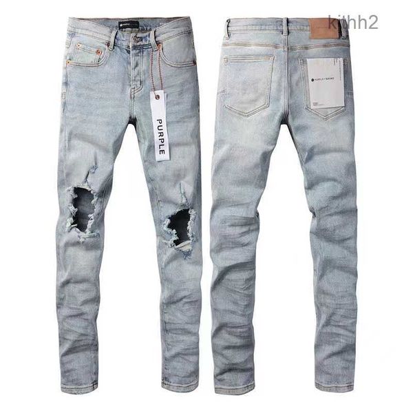 Mode Hommes Larme Commerce Extérieur Bleu Clair Jeans Couture Hommes Conception Moto Équitation Cool Slim Pantalon pour Femmes Rock Revival Lettre Pantalon 3XD2