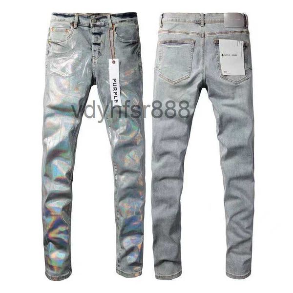 Mode Hommes Larme Commerce Extérieur Bleu Clair Jeans Couture Hommes Conception Moto Équitation Cool Slim Pantalon Violet pour Femmes Rock Revival Lettre Pantalon JCFY