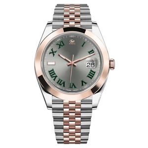 Fashion Mens Watch Designer Watch Polshipches Man Watch Rhodium Wimbledon Mint Green 41mm 2813 Auto -beweging Smooth Circle