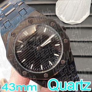 Mode herenhorloge designer horloges voor mannen 43 mm datum quartz rose gouden horloges zwart gezicht herenhorloges roestvrij staal elegant herenhorloge montre de luxe met doos