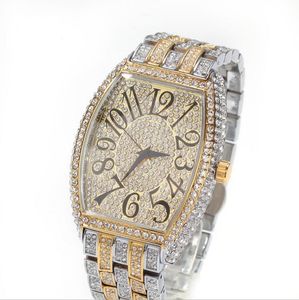 Relojes de moda para hombre Reloj lleno de diamantes Iced Out Hip Hop Oro Plata Reloj negro