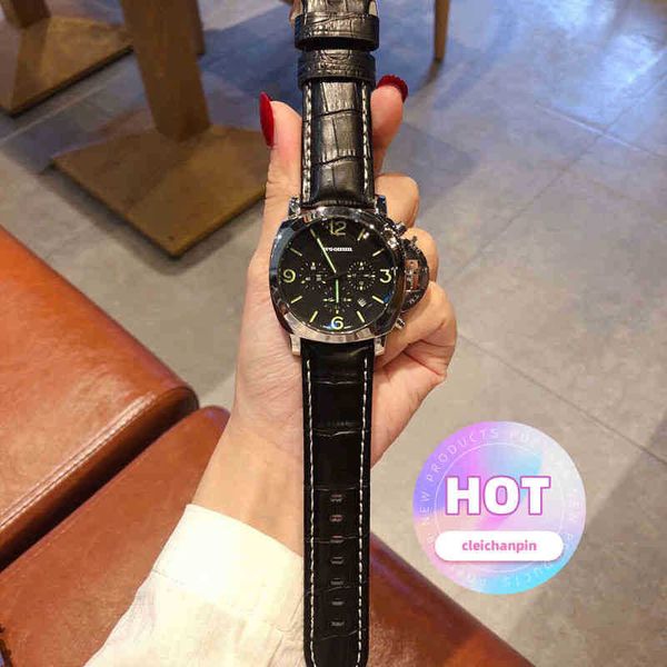 Fashion Mens Watchs Luxury haut de gamme Xiaopei même nahai loisir grand cadran fonctionnant deuxième timing Luminous Watch Sports Navy Navy 3udu Wristsworws Styles