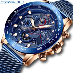 Mode Mens Horloges Topmerk Luxe Horloge Kwarts Klok Blauw Horloge Mannen Waterdicht Sport Chronograaf Relogio Masculino 210517
