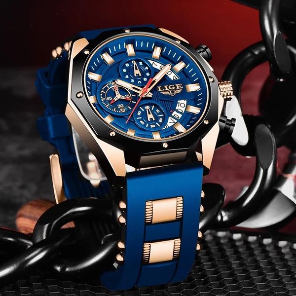 Relojes de moda para hombre, reloj deportivo de silicona de primeras marcas, reloj de cuarzo con fecha para hombre, reloj de pulsera resistente al agua, reloj Masculino