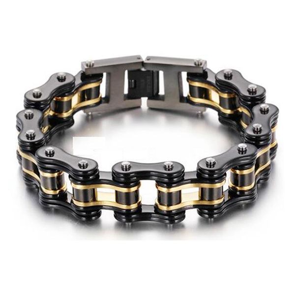 Mode Hommes Femmes Biker Chaîne De Vélo Bracelets Bijoux Or Noir Orange Bleu Plaqué En Acier Inoxydable Moto Vélo Lien Chaîne 251r