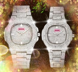 Mode Heren Dames Sky Diamond Horloges Iced Out Square Designer Quartz Uurwerk Lady Roestvrijstalen Klok Relogio Feminino Lady Quartz Polshorloge