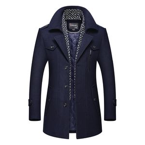 Mode heren wollen jas effen kleur mannen zakelijke casual designer mannen lange jas wol trenchcoats mannelijke mode causale top