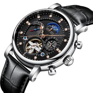 Mode hommes montres-bracelets affaires en cuir montre automatique montre-bracelet hommes mécaniques en acier montres Masculino horloge