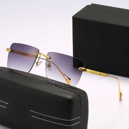 Moda Mercedes-Benz gafas de sol superiores Nuevas gafas de tendencia de moda sin marco Benz Gafas de sol El mismo marco óptico para hombres y mujeres se puede equipar con una caja de logotipo
