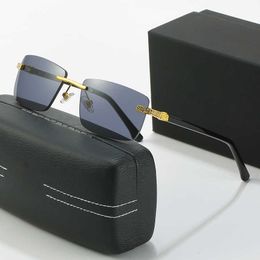 Moda Mercedes-Benz gafas de sol superiores New Benz Benz Frameless Diamond Gafas de sol Hombres y mujeres Box Plate Leg Marco óptico con logo box