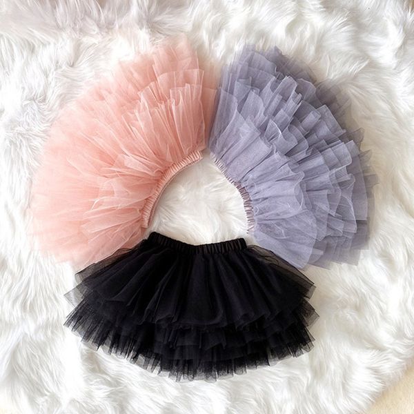 Moda Malla Niñas Tutu Seis Capas Tul Estilo Corto Faldas Hinchadas Danza Princesa Ballet Lindo Pastel Falda Verano Otoño Ropa para Niños 220423