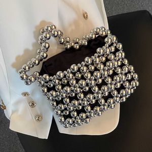 Mode metalen kralen handtas handgemaakt geweven avond uniek ontwerp trouwfeest tas nieuwe zomer glanzende banketzakken xa168hl230302