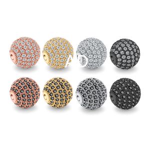 Mode metalen kralen CZ Micro Pave Copper Bead Charm voor sieraden Making Maat 8 10 mm