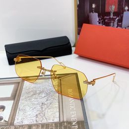 Mode Metalen frames UV400 Bescherming Goud Polychromatische Lenzen Mannelijke en Vrouwelijke Zonnebril Schild Retro Design brilmonturen ontwerper randloze zonnebril