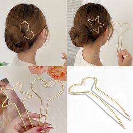 Mode métal bâtons de cheveux pour femmes épingles à cheveux minimaliste coeur étoile U forme filles épingles à cheveux chapeaux accessoire de cheveux