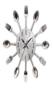 Horloges murales de cuisine en métal de mode 2019 nouveautés cuillère créative fourchette Quartz européen Design moderne horloges de décoration intérieure Y2001103139122