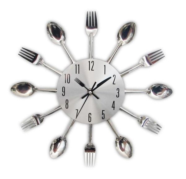 Horloges murales de cuisine en métal de mode 2019 nouveautés cuillère créative fourchette Quartz européen Design moderne horloges de décoration intérieure Y2001102547714