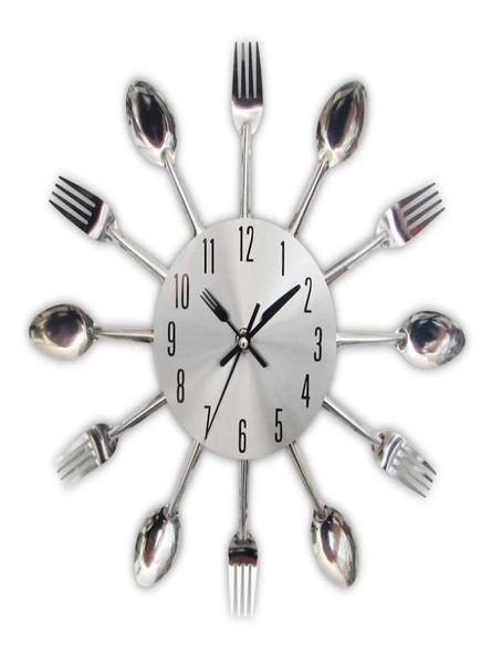 Clocons de cuisine en métal mode 2019 Nouvelles arrivales Creative Spoon Fork Quartz Quartz moderne Design Home Decor Clocks Y2001107193607
