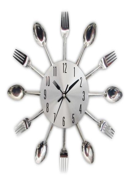 Clocons muraux de cuisine en métal mode 2019 Nouvelles arrivales Creative Spoon Fork Quartz Quartz moderne Design Home Decor Clocks Y2001107530917