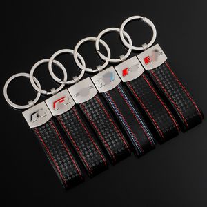 Porte-clés de voiture en métal et cuir, à la mode, pour Audi Sline S Line RS M Sport Rline, bonne qualité