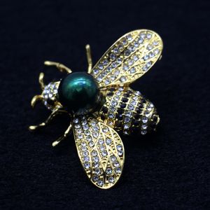 Mode metalen kleine dier sieraden legering bijen diamanten parel broche charme vrouwelijke sieraden