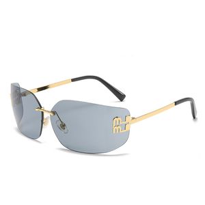 Mode metalen zonnebril UV400 Bescherming Randless Gold Frame Male en vrouwelijke zonnebrillen Retro Design -bril Rijgjes Mannen