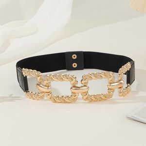 Ceinture à chaîne épaisse en métal pour femmes, large ceinture avec manteau, pull, jupe, décoration, couverture de taille élastique, 240315