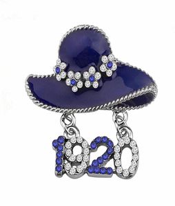 Mode métal blanc bleu cristal lettre grecque chapeau 1920 Zeta Phi Beta broche sororité société ZOB symbole broche bijoux pour femmes 4338095