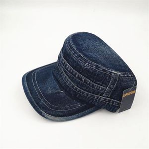 Mode- militaire hoed voor vrouwen en mannen verstelbare jeans platte pet zomer snapback hoed leger cap213t