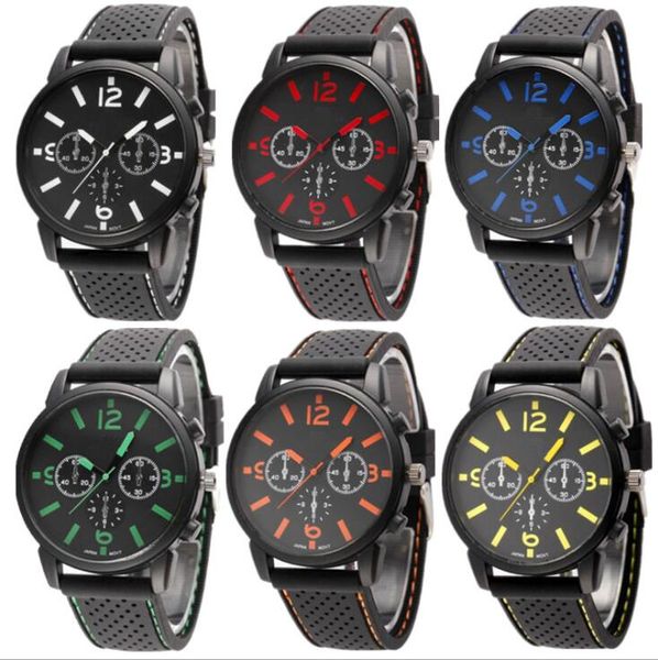 Reloj militar de moda para hombre, relojes deportivos de carrera genial, reloj de pulsera de cuarzo de silicona para hombre con esfera de números grandes para exteriores