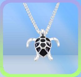 Mode Mini émail noir tortue de mer pendentif collier lien chaîne Animal mariage océan plage bijoux belles tortues colliers265S6497514