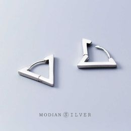 Moda minimalista negro triángulo 925 plata esterlina libre de alergias mujeres aro pendientes joyería modo Bijoux 210707