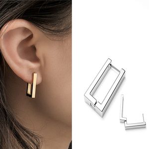 Mode Minimaliste de cerceau carr￩ minimaliste pour les femmes Girls Ear Huggie Rectangle Hoops pende les bijoux tendus cadeaux