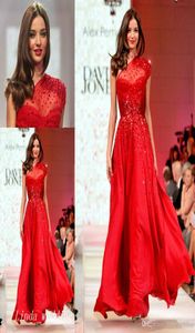 Mode Miranda Kerr piste robe de soirée en mousseline de soie rouge une épaule longue robe de bal robe de célébrité robe de soirée formelle 4740207