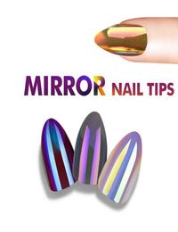 Mode miroir Chrome faux ongles aiguilles conseils réflexion faux ongles effet miroir magique amande faux Nails5153959