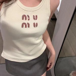 Mode miu dames kleding t shirt tanktop designer vrouwen sexy halter tops feest crop top geborduurde letter tanktops lente zomer dame backless shirt