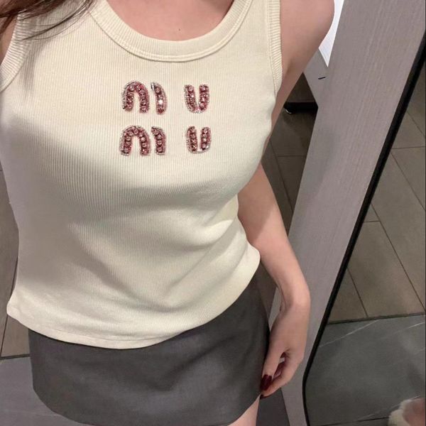 Mode miu vêtements pour femmes t-shirt tobs de créateur de créateurs de chair à licate sexy top crop top brodé