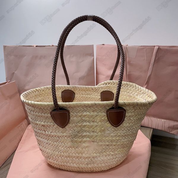 Bolso de playa MIUI de moda, bolso de mano trenzado de paja, bolsos cruzados de diseñador de lujo, bolso de hombro para mujer, bolso tejido de mimbre