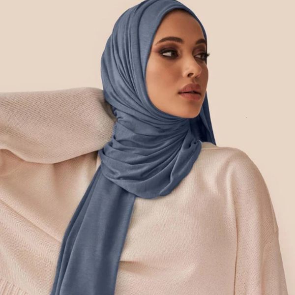 Fashion Modal Cotton Jersey Hijab Scarf Long Muslim Châle Plain Soft Turban Tie Head Wraps Fomen Africa Bandband 170x60cm 240423