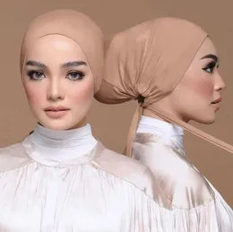 Mode Modale Moslim binnenkaap Cap Stretch Women Underscarf Bonnet Solid kleur Islamitische tulband Hoofdband Hoed verstelbaar