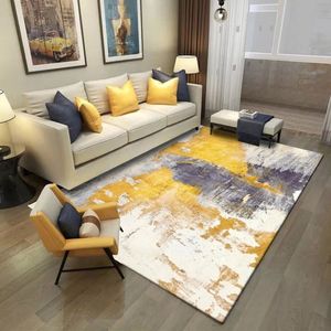 Mode moderne Noordse geel grijs abstract print deurmat keukenmat woonkamer slaapkamer salon tapijt decoratief tapijt 2280