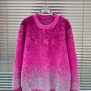 Moda mohair suéter de punto sudadera diseñador bordado suéteres cálido jersey abrigo gradiente manga larga camiseta moda sudadera con capucha de gran tamaño